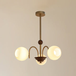 Elric Mid Century Brass Glass Chandelier