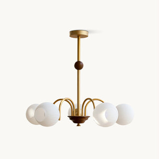 Elric Mid Century Brass Glass Chandelier