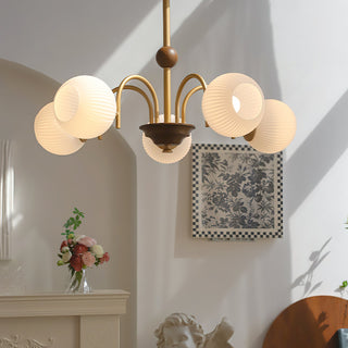 Elric Mid Century Brass Glass Chandelier