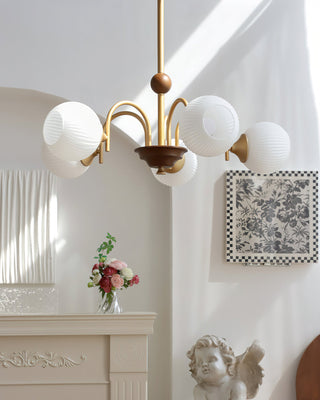 Elric Mid Century Brass Glass Chandelier