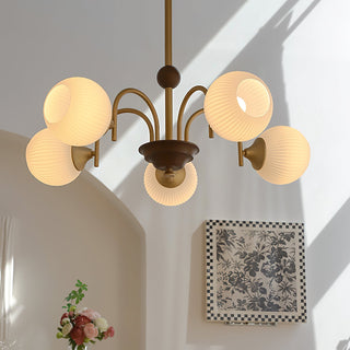 Elric Mid Century Brass Glass Chandelier