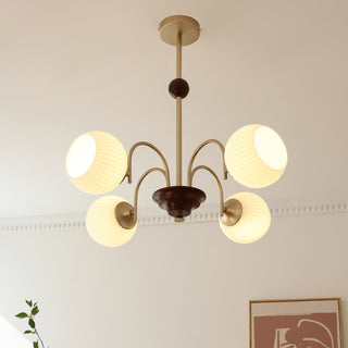 Elric Mid Century Brass Glass Chandelier