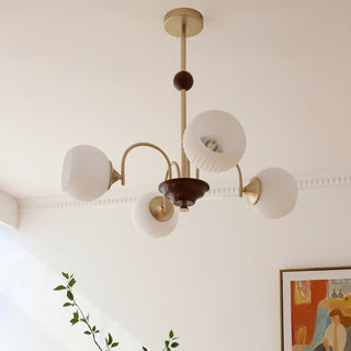 Elric Mid Century Brass Glass Chandelier