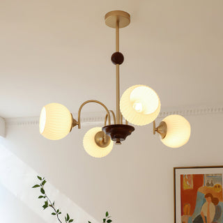 Elric Mid Century Brass Glass Chandelier