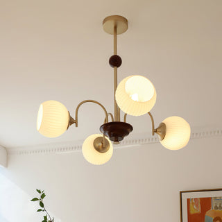 Elric Mid Century Brass Glass Chandelier