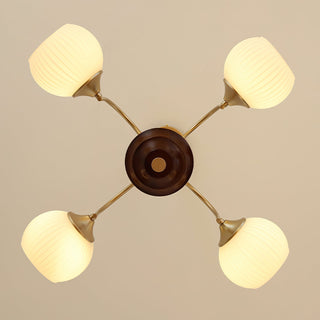 Elric Mid Century Brass Glass Chandelier