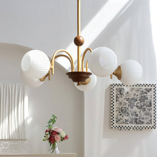 Elric Mid Century Brass Glass Chandelier