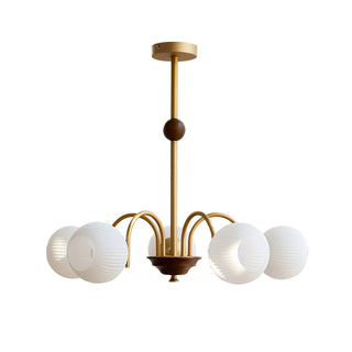 Elric Mid Century Brass Glass Chandelier
