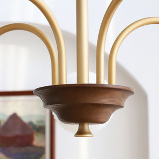 Elric Mid Century Brass Glass Chandelier