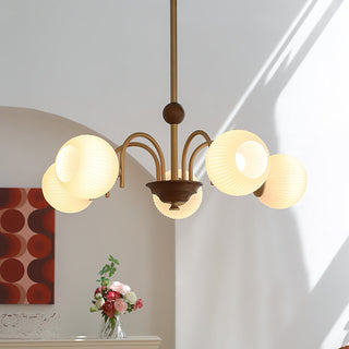 Elric Mid Century Brass Glass Chandelier