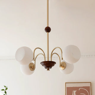 Elric Mid Century Brass Glass Chandelier
