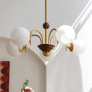 Elric Mid Century Brass Glass Chandelier
