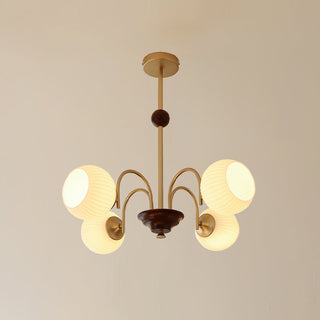 Elric Mid Century Brass Glass Chandelier
