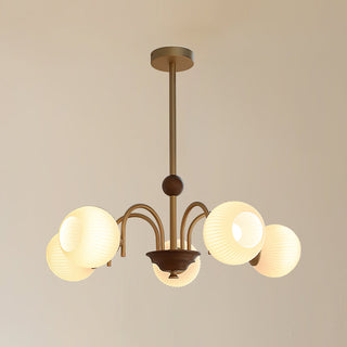 Elric Mid Century Brass Glass Chandelier