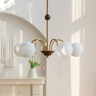 Elric Mid Century Brass Glass Chandelier