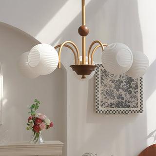 Elric Mid Century Brass Glass Chandelier