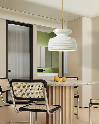 Lila Cream Ribbed Ceramic Pendant Light