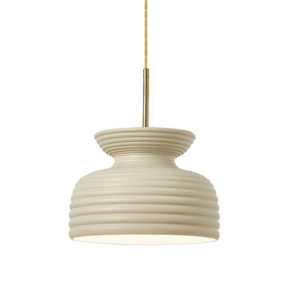 Lila Cream Ribbed Ceramic Pendant Light