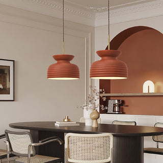 Lila Cream Ribbed Ceramic Pendant Light