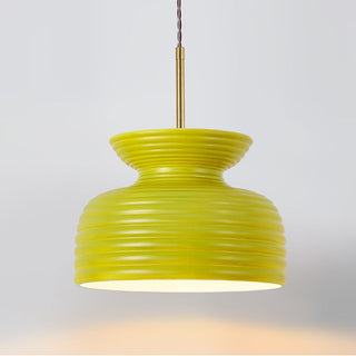 Lila Cream Ribbed Ceramic Pendant Light