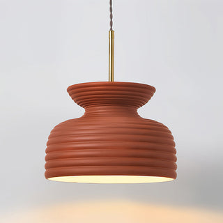 Lila Cream Ribbed Ceramic Pendant Light