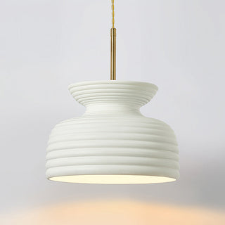 Lila Cream Ribbed Ceramic Pendant Light