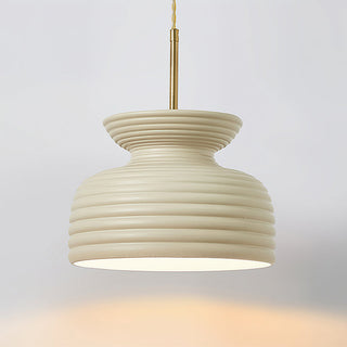 Lila Cream Ribbed Ceramic Pendant Light