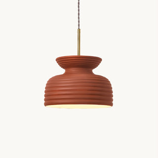 Lila Cream Ribbed Ceramic Pendant Light