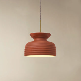 Lila Cream Ribbed Ceramic Pendant Light