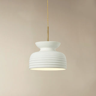 Lila Cream Ribbed Ceramic Pendant Light