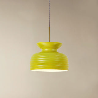 Lila Cream Ribbed Ceramic Pendant Light