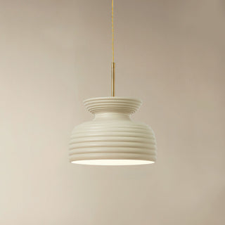 Lila Cream Ribbed Ceramic Pendant Light
