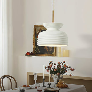 Lila Cream Ribbed Ceramic Pendant Light