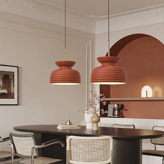 Lila Cream Ribbed Ceramic Pendant Light