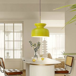 Lila Cream Ribbed Ceramic Pendant Light