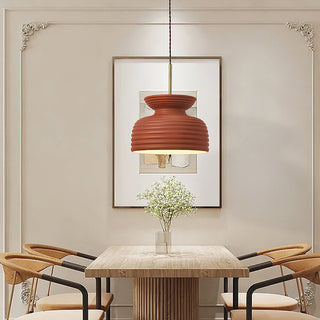 Lila Cream Ribbed Ceramic Pendant Light
