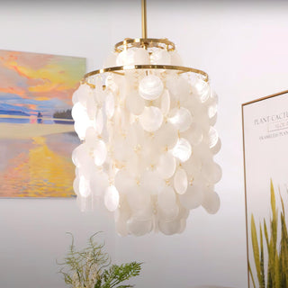 Aqua Veil Coastal Shell Chandelier