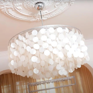 Aqua Veil Coastal Shell Chandelier