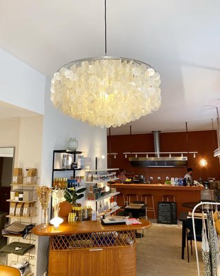 Aqua Veil Coastal Shell Chandelier