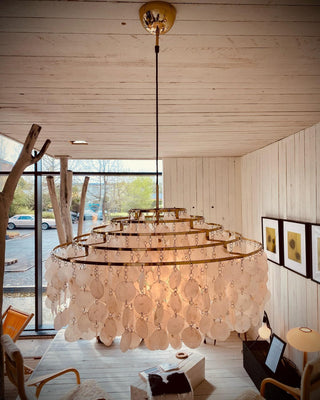 Aqua Veil Coastal Shell Chandelier