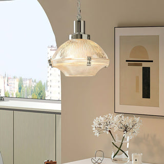 Sloane Chrome Ribbed Glass Pendant Light