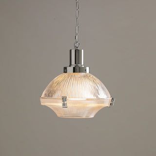 Sloane Chrome Ribbed Glass Pendant Light