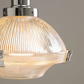 Sloane Chrome Ribbed Glass Pendant Light