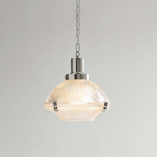 Sloane Chrome Ribbed Glass Pendant Light