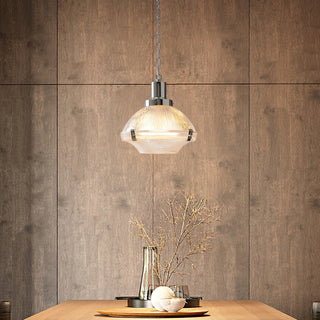 Sloane Chrome Ribbed Glass Pendant Light