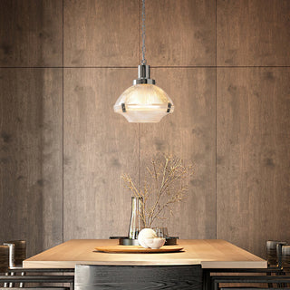 Sloane Chrome Ribbed Glass Pendant Light