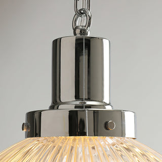 Sloane Chrome Ribbed Glass Pendant Light