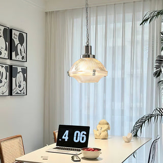 Sloane Chrome Ribbed Glass Pendant Light
