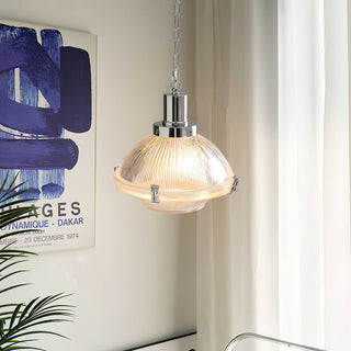 Sloane Chrome Ribbed Glass Pendant Light