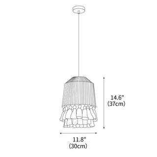 Small Bamboo Hat Bohemian Hemp Rope Pendant Light